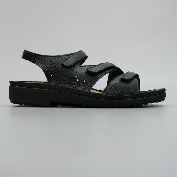 NAOT 41 Ladies 10 Hook Loop 3-Strap Black Slingback Open-toe Shoes Flats Sandals - Picture 4 of 12